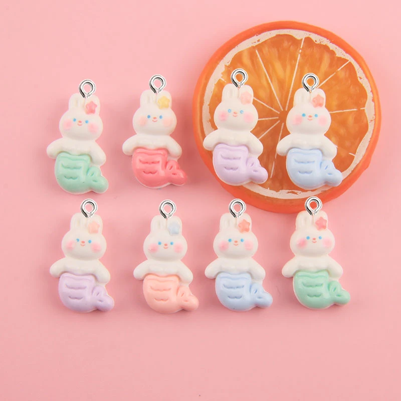 

10Pcs Cartoon Mermaid Rabbit Resin Charms DIY Handmade Jewelry Making Supplies Girl Earrings Necklace Pendant Keychain Art Decor