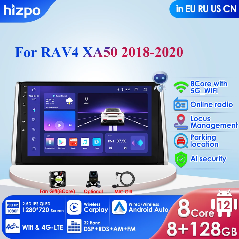 

8+128G Carplay 4G 2din Android 12 Car Radio for Toyota RAV4 XA50 2018 2019 2020 Multimedia Video Player Navigation GPS Head Unit