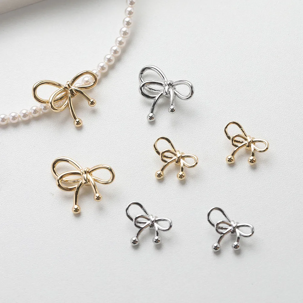 4 шт. 14 К позолоченный латунный бант из бисера кулон ожерелье DIY принадлежности