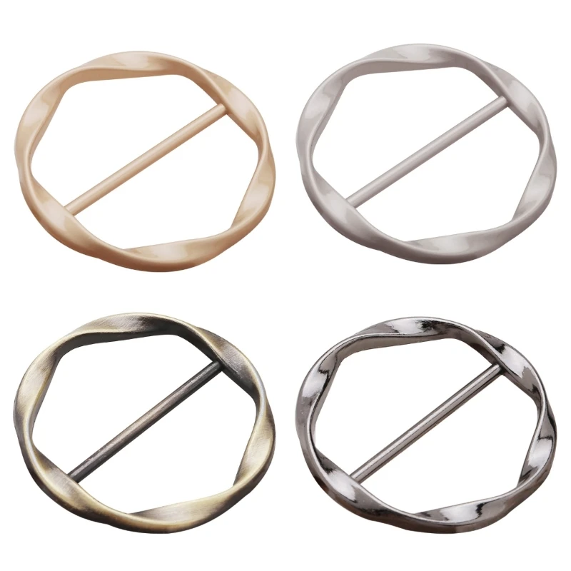

N58F Simple Round Shape Metal Belt Buckle Elegant Scarves Belt Buckle
