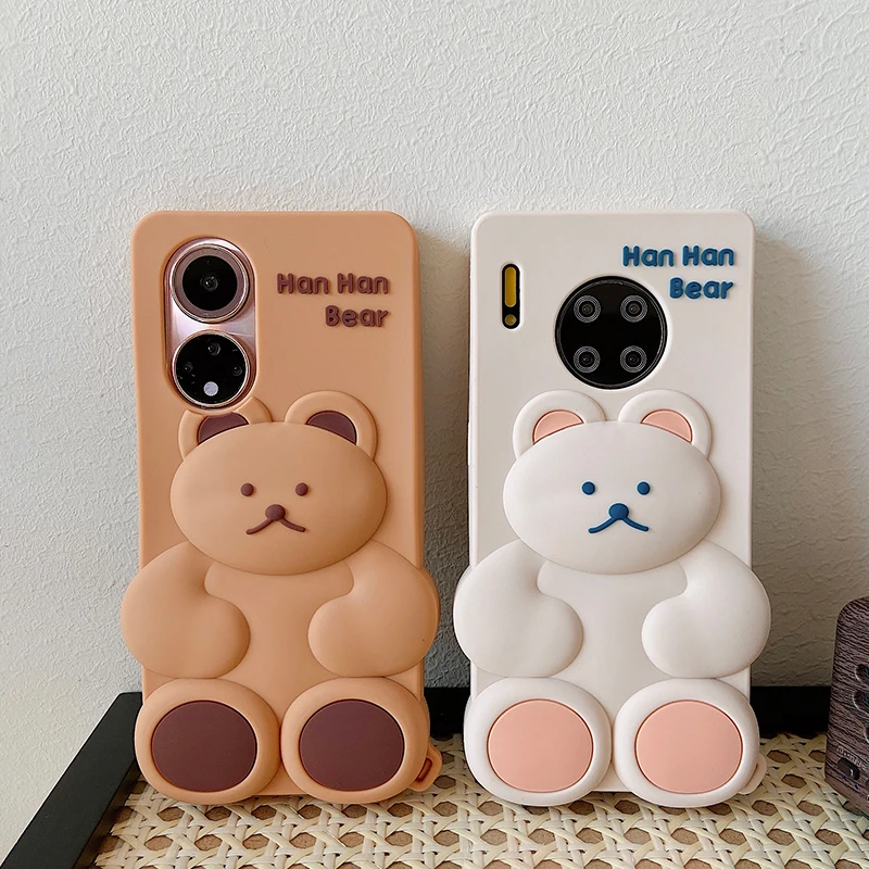 

Cute Silicone Bear 3d case For OPPO A5 A3 A7 A8 A9 A31 A32 A53 A52 A92 A93 A72 A73 A77 A79 A55 A54 Y83 Y81 R15X K1 fuzzy pendant