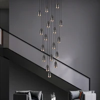 Designer Villa Stair Chandelier Nordic Modern Simple Light Luxury Hall High-Rise Revolving Loft Loft Apartment Family Chandelier