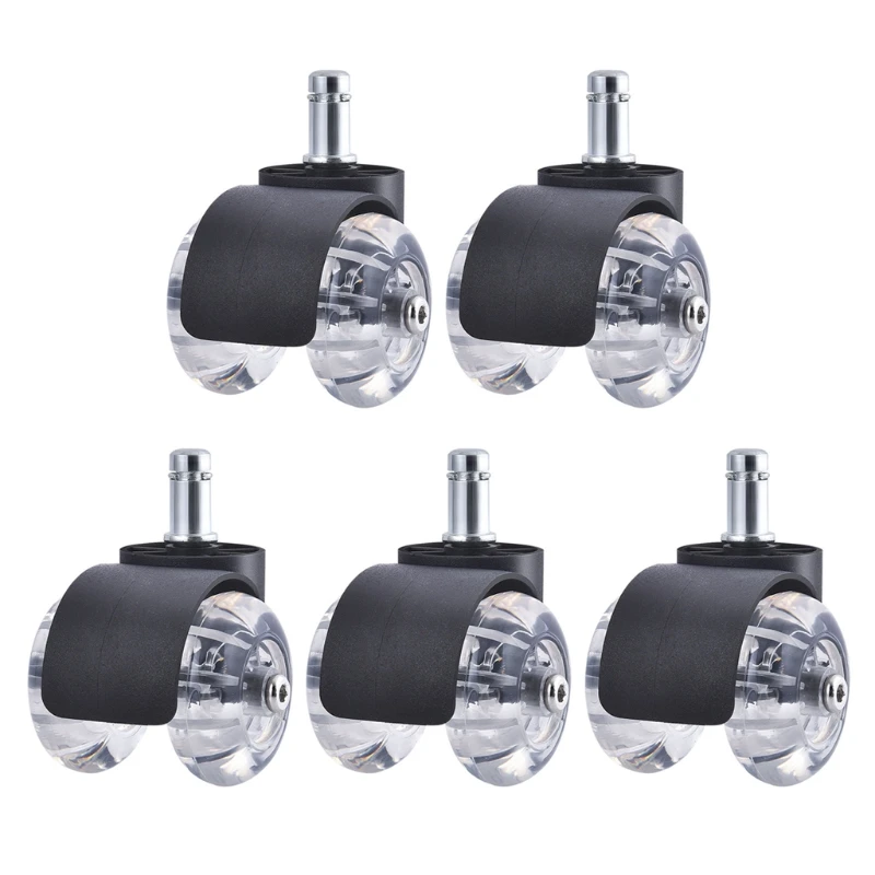 

5 Packs Soft Safe Chair Rollers Office Chair Caster Wheels for Hardwood Floors and Carpet 360° Universal Rotation Y5GB
