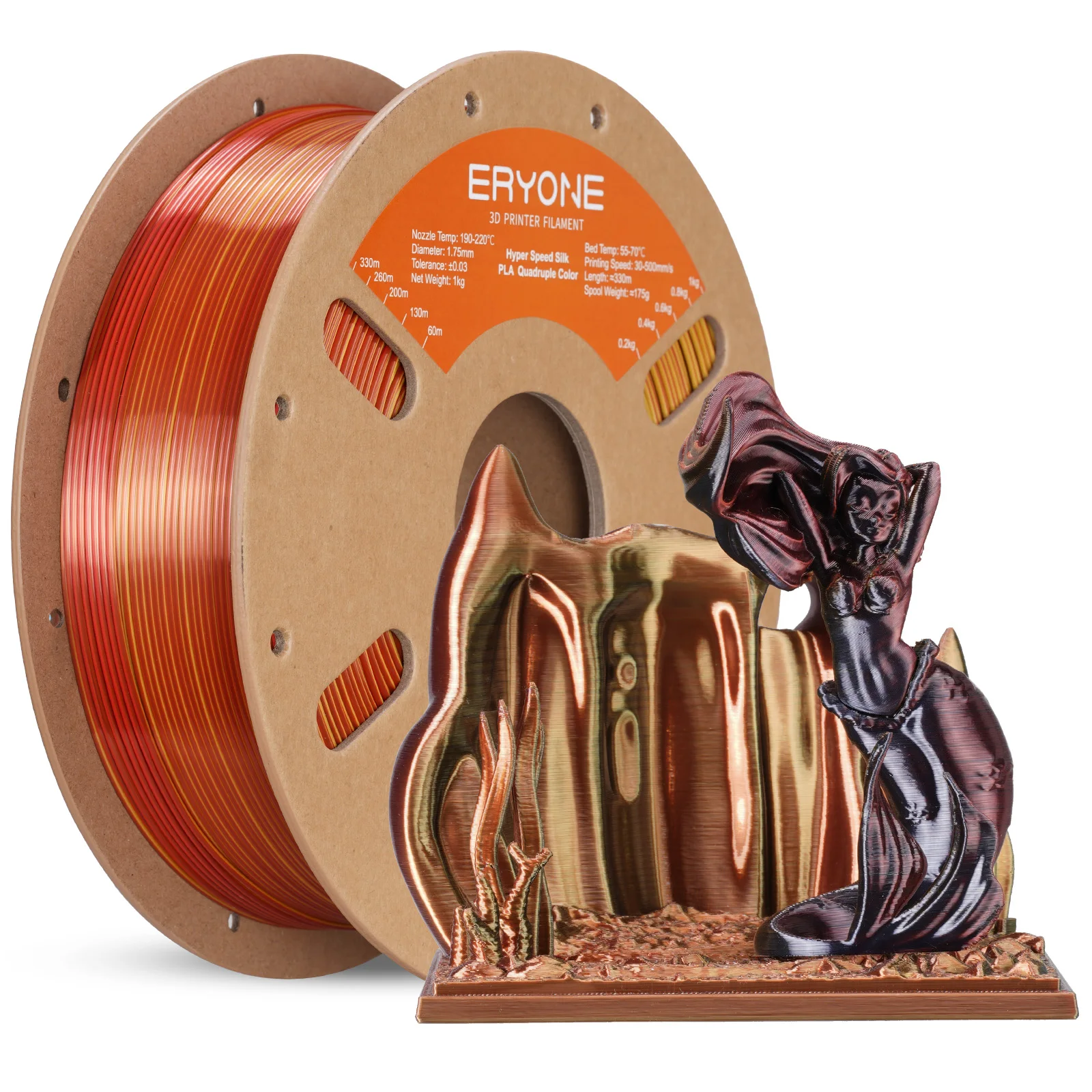 Фото ERYONE HS Silk Quadruple Color PLA Filament 3D-принтер 1,75 мм +/- 0,03 мм, гиперскоростная коэкструзионная нить PLA Shiny 1 кг №4