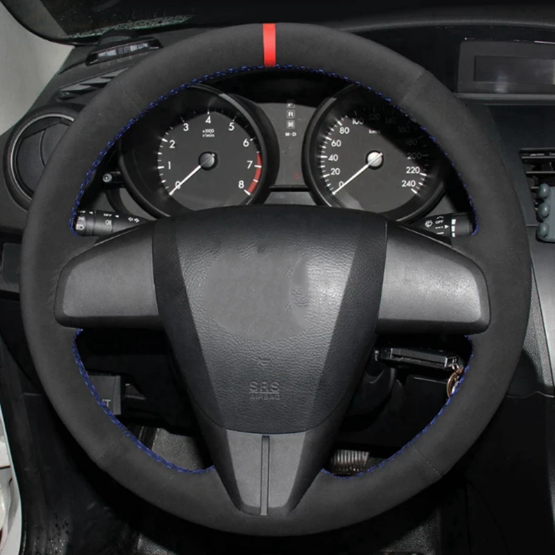 

Сделай Сам, черная замшевая Кожаная оплетка, искусственная кожа для Mazda 3 Axela 5 6, искусственная кожа MAZDASPEED3 (США) 2010 2011 2012