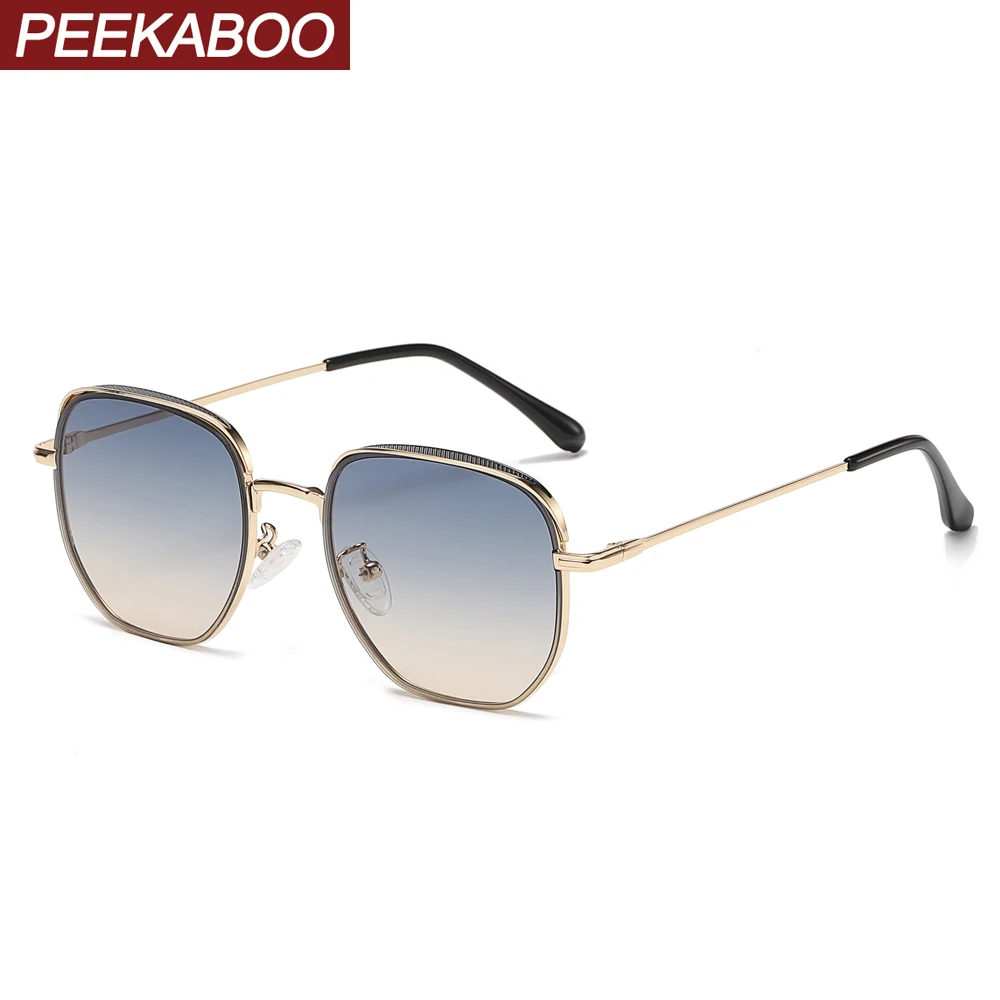 

Peekaboo male metal sunglasses uv400 women retro style square sun glasses for men driving 2022 hot sale brown green summer