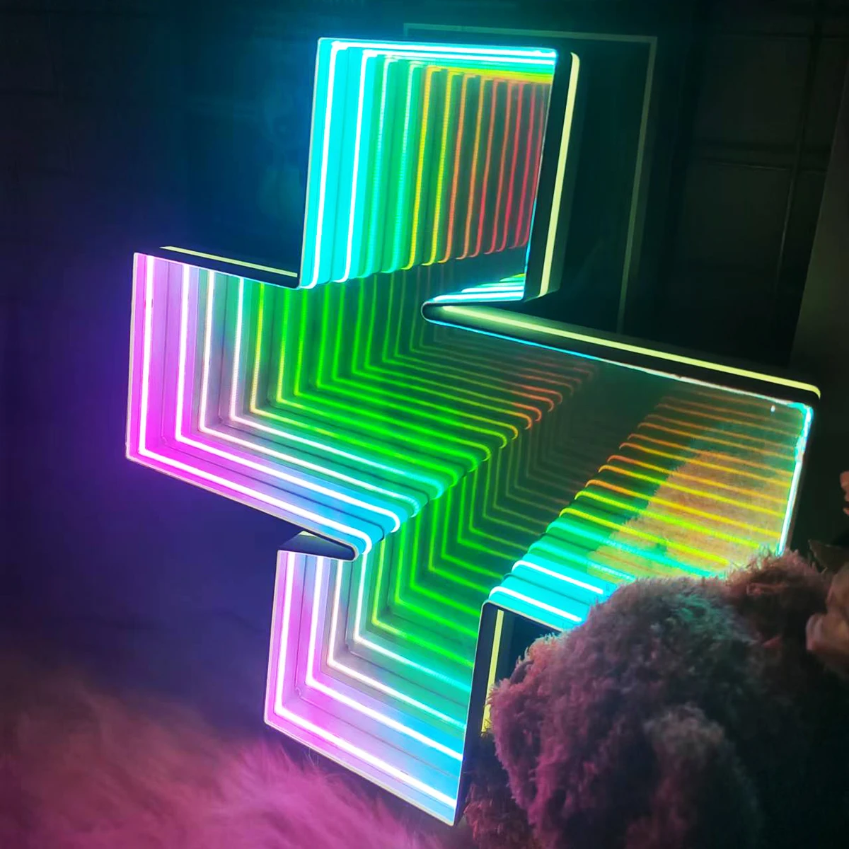 Пользовательский логотип 3d вывеска светодиодное круглое зеркало бесконечное