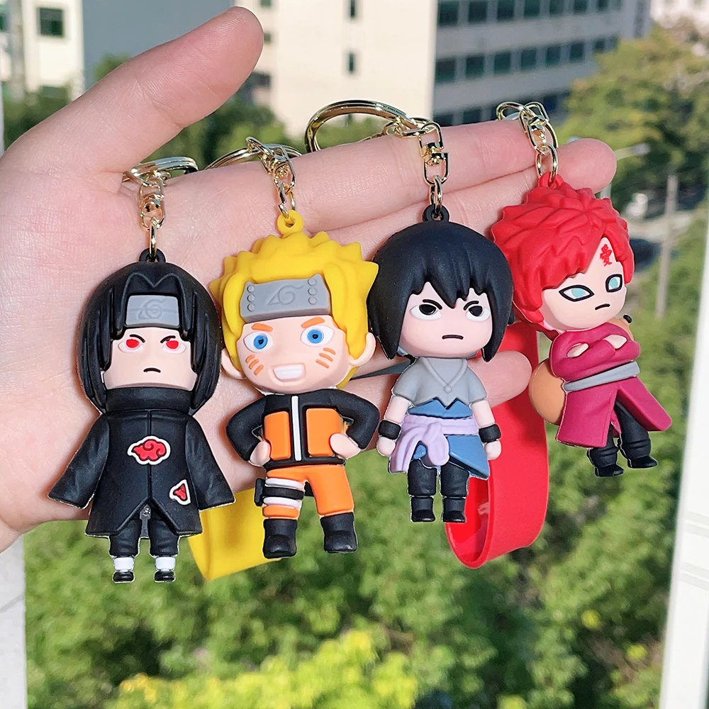 Anime Uzumaki Naruto Keychain PVC Bag Lanyard Accessories Uchiha Itachi Sasuke Cartoon Doll Female Kids Gift Wholesale