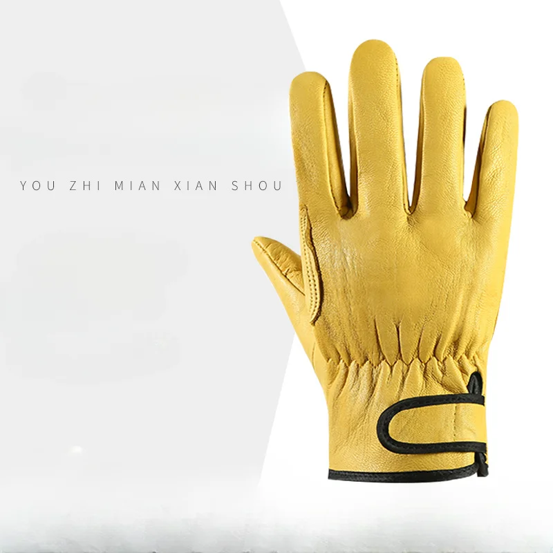 

Work gloves sheepskin leather workers welding safety protection garden sports motorcycle driver wear-resistant gloves