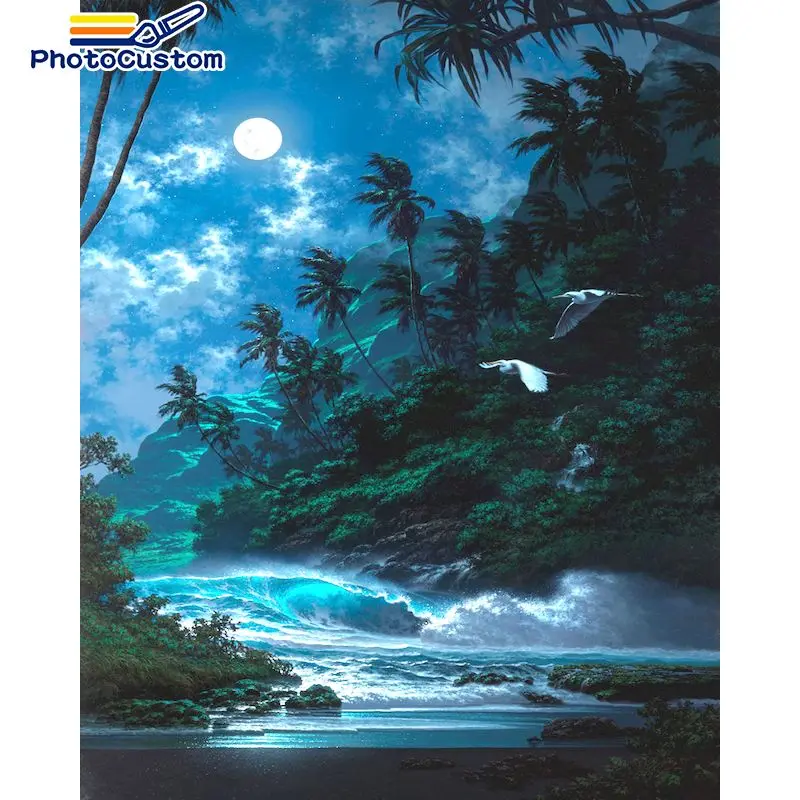 

PhotoCustom Lake Coloring By Number Scenery Kits Home Decoration Pictures Painting By Number Landscape HandPainted Art Gift