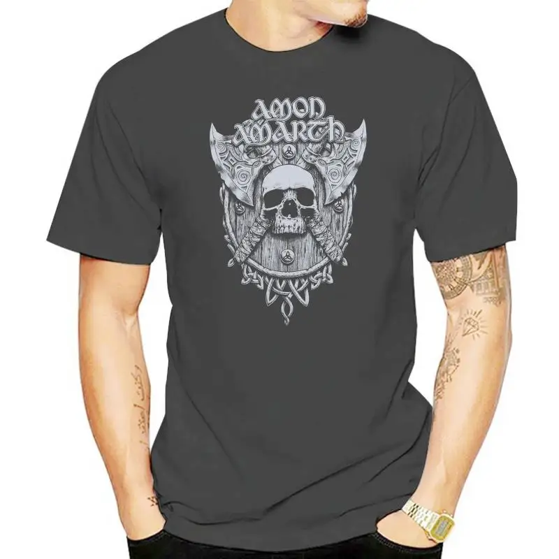 

Short Sleeve Mens Formal Shirts Amon Amarth Grey Skull And Shield T Shirt Size Medium M Viking Death Metal