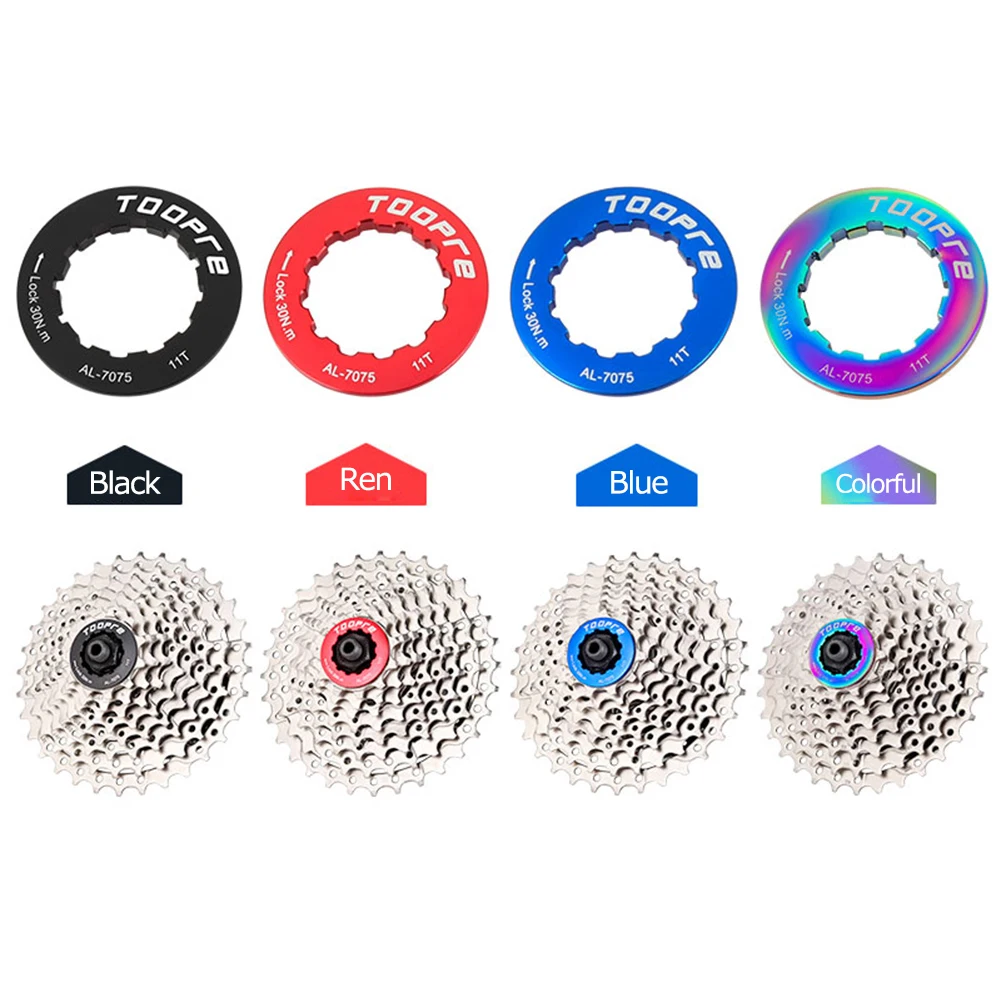 

TOOPRE 11T Cassette Flywheel Lock Cover Aluminum Alloy MTB Road Bicycle Bike Freewheel Locks Ring Cap Fixing Bolt Screws Cycling