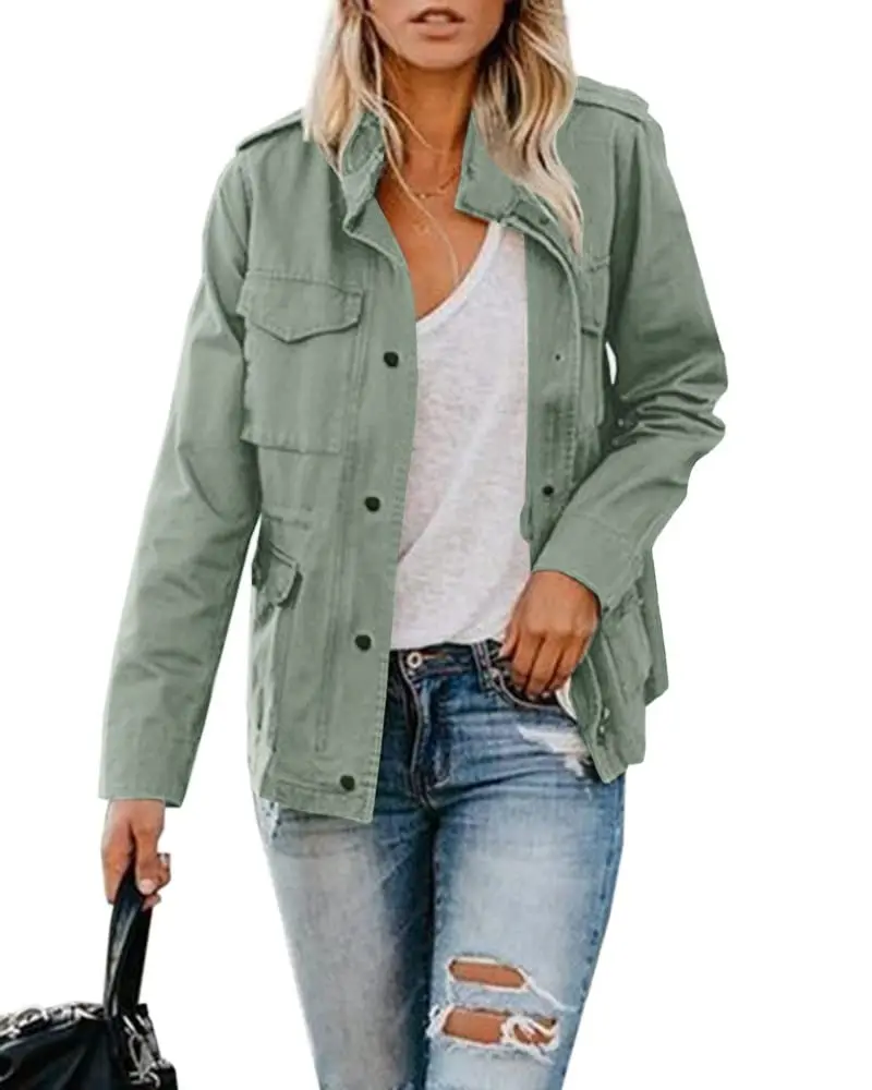 Женская куртка GFAVCJX в стиле милитари легкая Полевая с застежкой-молнией и