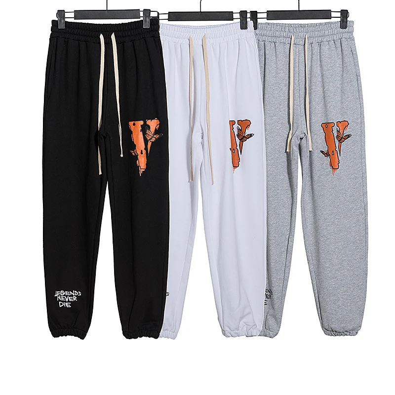 

VLONE Butterfly Trousers Female Couple Loose Street Hip-hop Trend Men's Cotton Casual Trousers Letter Printing