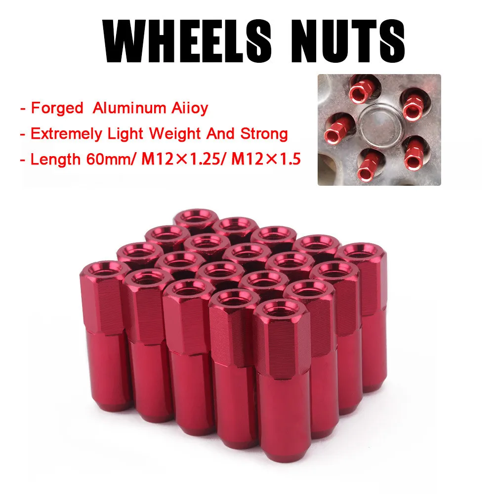 20 шт. черная алюминиевая удлиненная гайка с открытым концом m12x1 5 25 60 мм