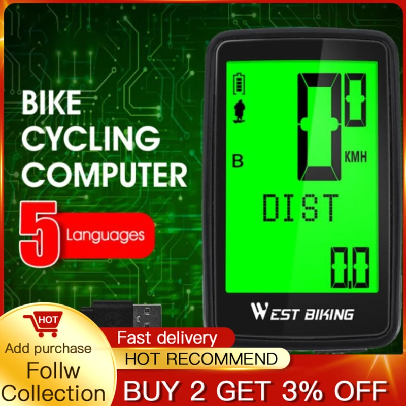 

GPS Bicycle Speedometer Auto Backlight Wireless Wired MTB Road Bike Odometer Cycling Computer Stopwatch Velocimetro Bicicleta