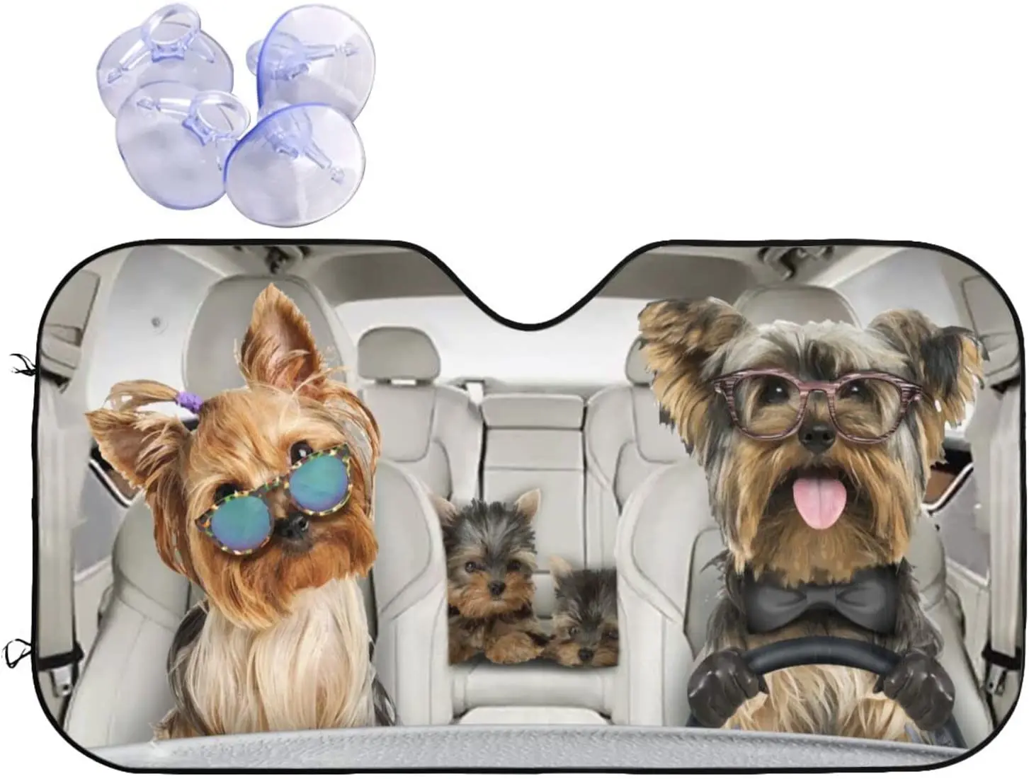 Windshield Car Sunshade Funny Terriers Dog Driver Windshield Sun Shade Window Covers for Cars Folding Block UV Rays 51x27.5 in