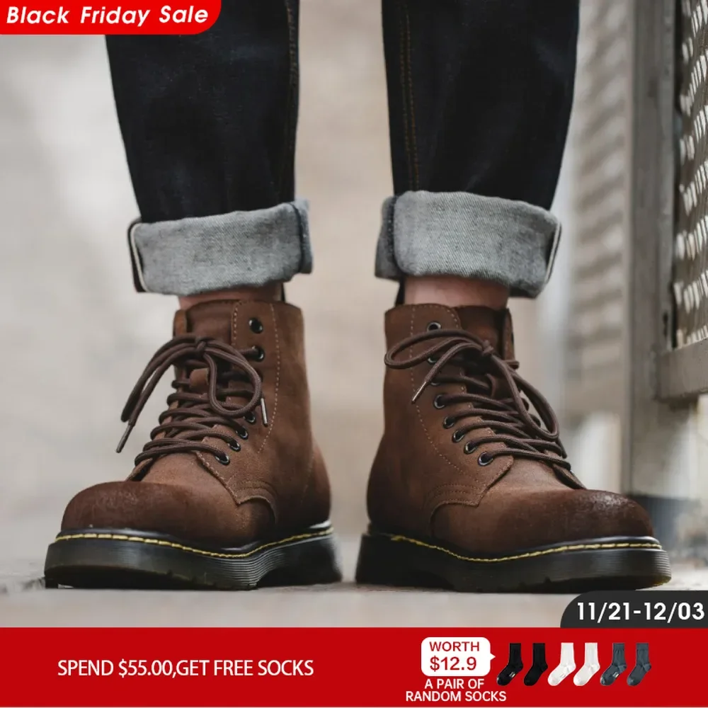 Мужские ботинки Maden удобные кожаные мужские высокого качества на шнуровке осень