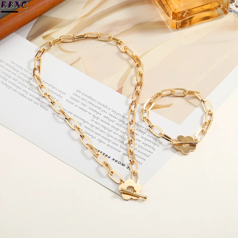 

Yanxi Designed Hip Hop Fashion Accessories Titanium Steel Exaggerated Plum Blossom Buckle Necklace Stainless Steel Gold Necklace
