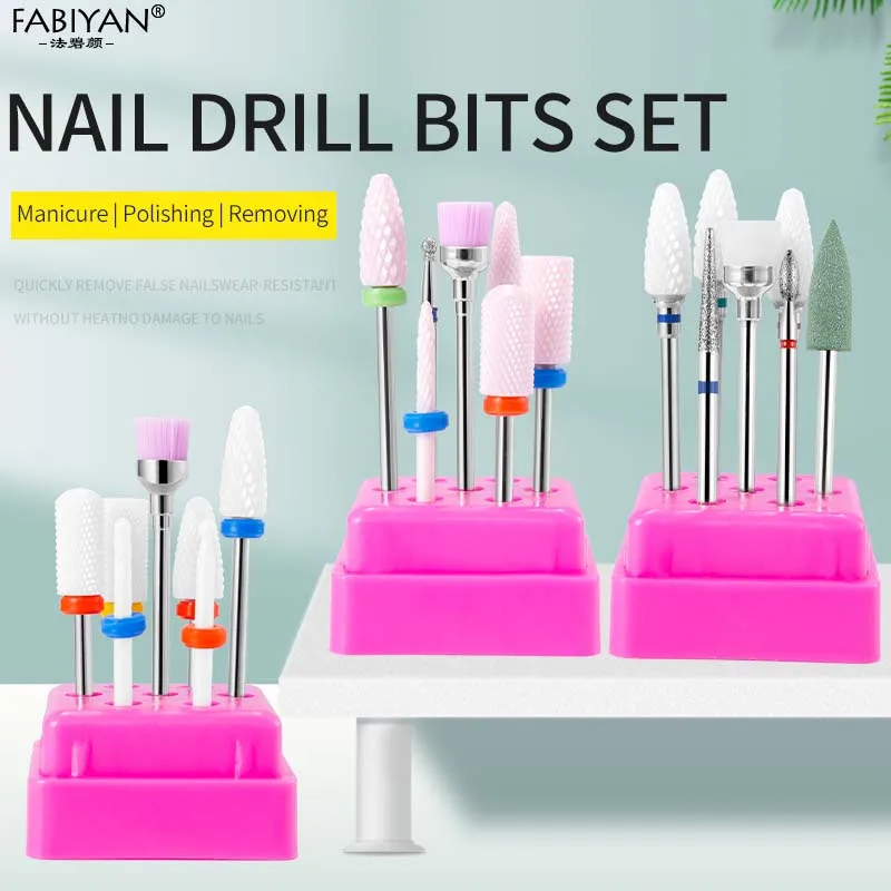 

Tungsten Carbide Ceramic Nail Drill Bit Milling Cutter Nail Files Buffers Manicure With Box Removing Gel Polishing Tools 7Pcs