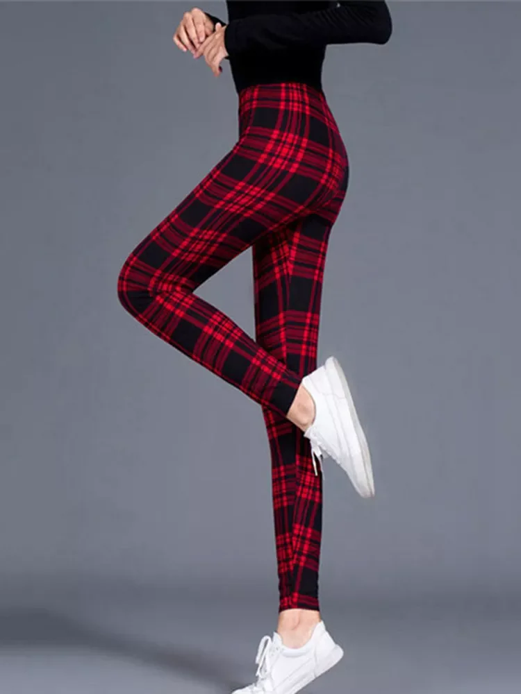 Jogging For Women Leggings Push Up Trousers Grid Printed Fashion High Waist Pants Athleisure Sexy Leggings