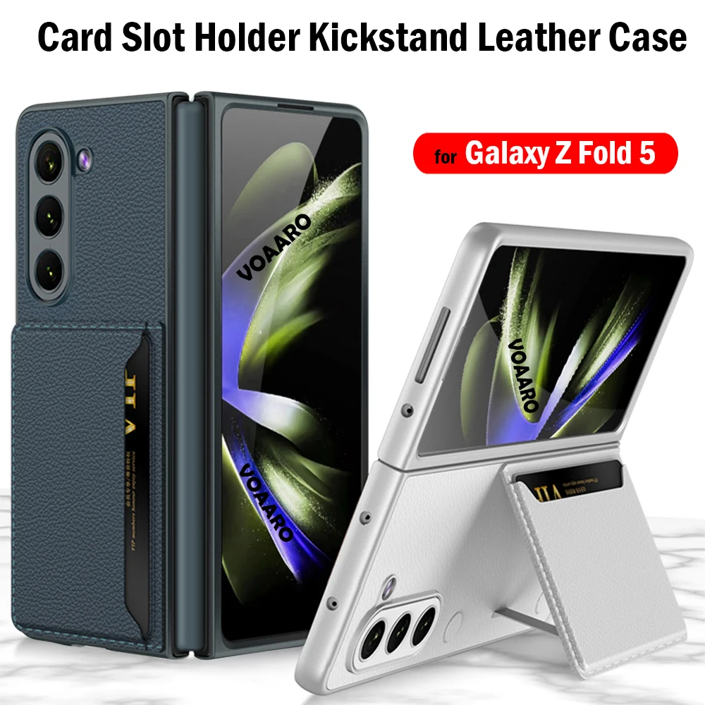 

Fold5 Leather Cover with Card Pocket for Samsung Galaxy Z Fold 5 5G Case Card Slot Bracket Stand Capa for Samsung Z Fold 5 Case