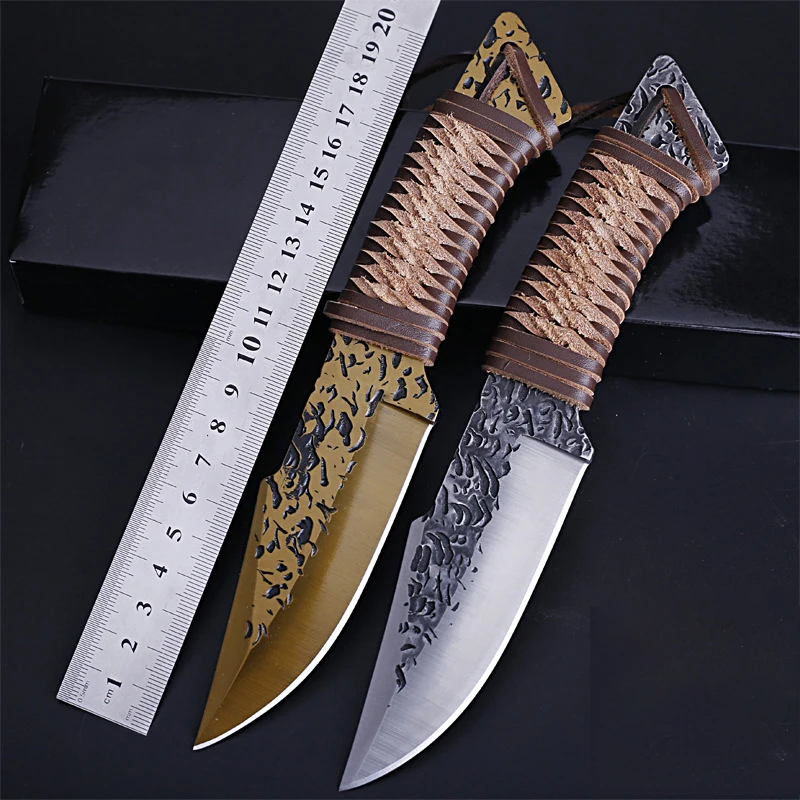 

Personalized Handmade Pattern Forged High Hardness Straight Knife, Portable Tactical Field Survival And Self Defense Knife