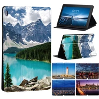 for lenovo tab m7m8m10 fhd plus view pattern tablet case lenovo tab e10tab m10 high quality leather stand cover stylus