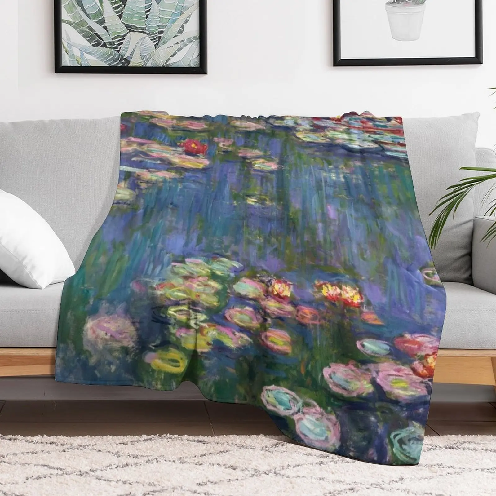 1916-Claude Monet-Water Lilies-200 x 200 Пледы Очень большое одеяло Роскошные летние модные