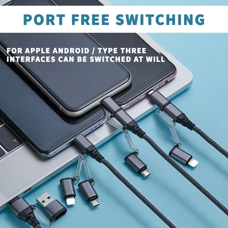 

Кабель зарядный 5 в 1 с разъемами USB Type-C и Micro USB, 60 Вт