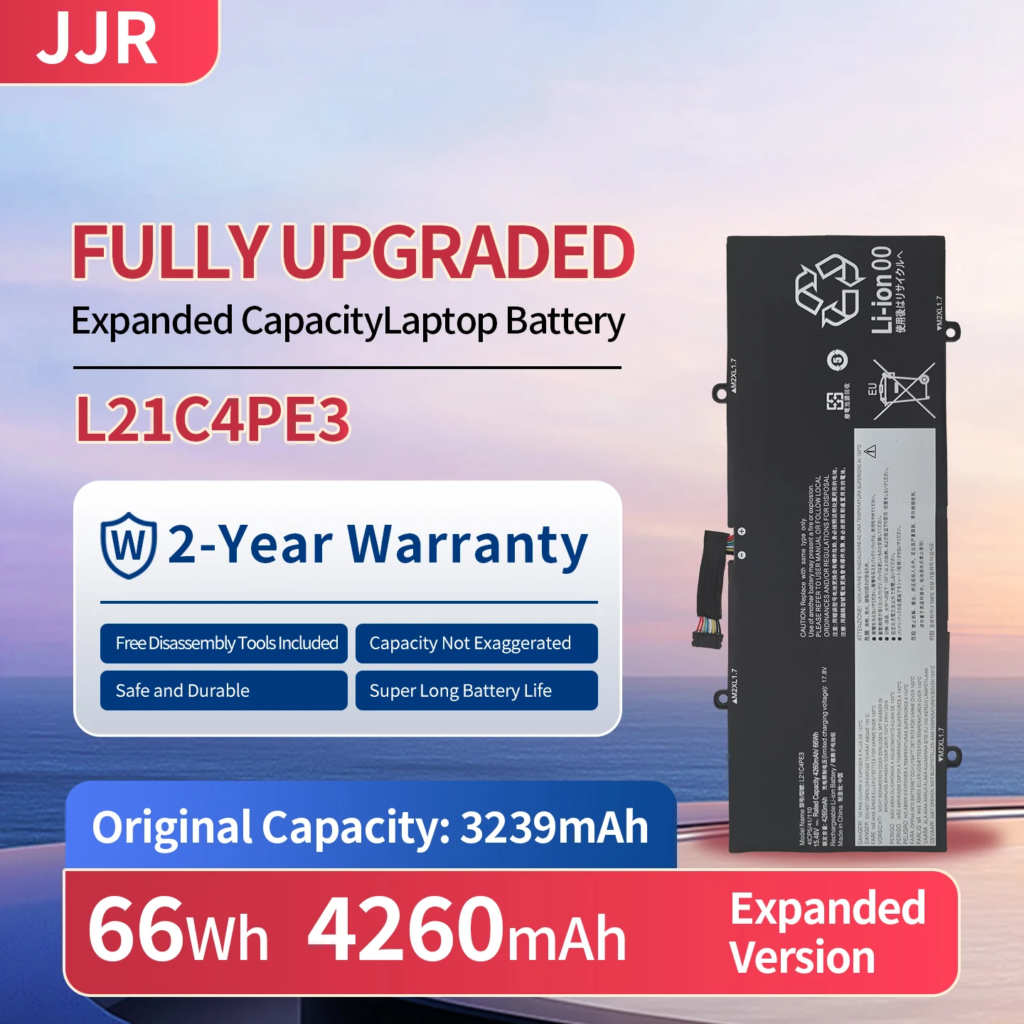 Фото Аккумулятор для ноутбука L21C4PE3 4260 мАч/66 Вт·ч 15.48 В повышенной емкости, замена для Lenovo Duet IAU7, IdeaPad Duet 5 12IAU7 №1