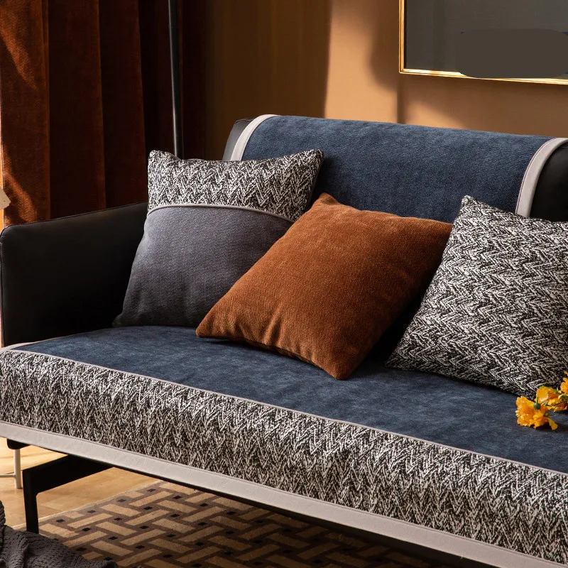 

High Quality Modern Winter Chenille Short Plush Thickend Quilted Sofa Towel Fine Velvet Sofa Cover Car Mat for Living Room Decor