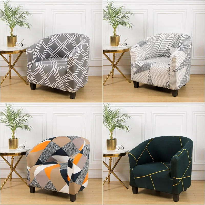 

Spandex Couch Covers for Bar Counter Geometric Green Club Armchair Covers Chair Slipcover Stretch Tub Chair Cover Sofa Cover