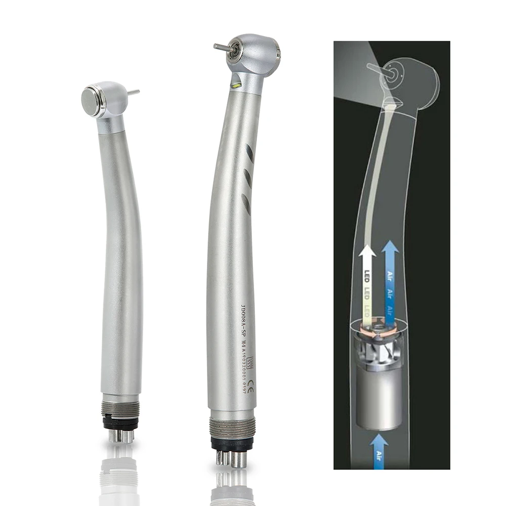 AZDENT 2022 Standard Dental E-generator LED High Speed Handpiece Ceramic Push Button 4 Spray Stainless Body Dentistry Equipment