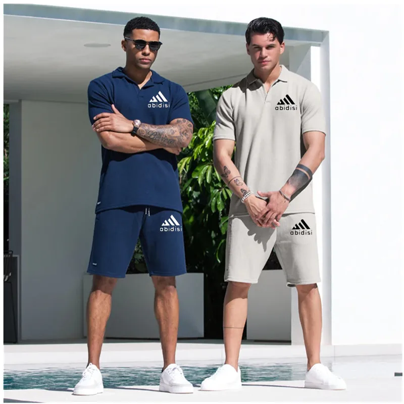 

2023 Men's Fashion Brand Summer Tracksuit Short Sleeve Shirts+Short Pants Print Sports Graphic T-shirt Shorts Casual Sets