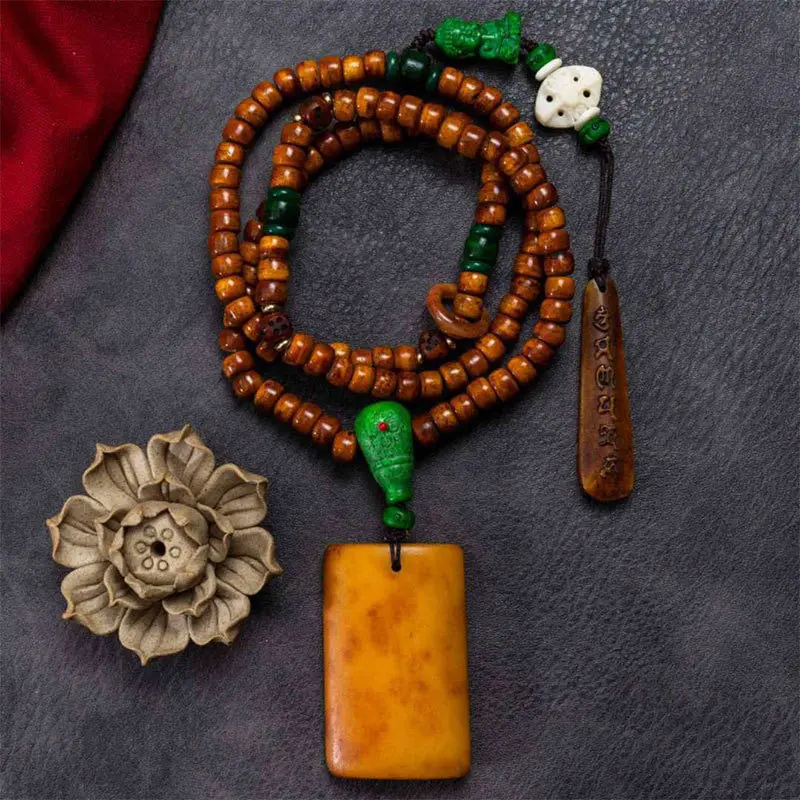 Расстроченные бусины из бычьей кости с потертостями подвеска 108 бусин аксессуары