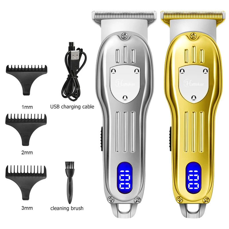 

New LCD Digital Hair Clipper Men's Stainless Steel Head Electric Shaver Retro Oil Head Carving Rechargeable Clipper Hair