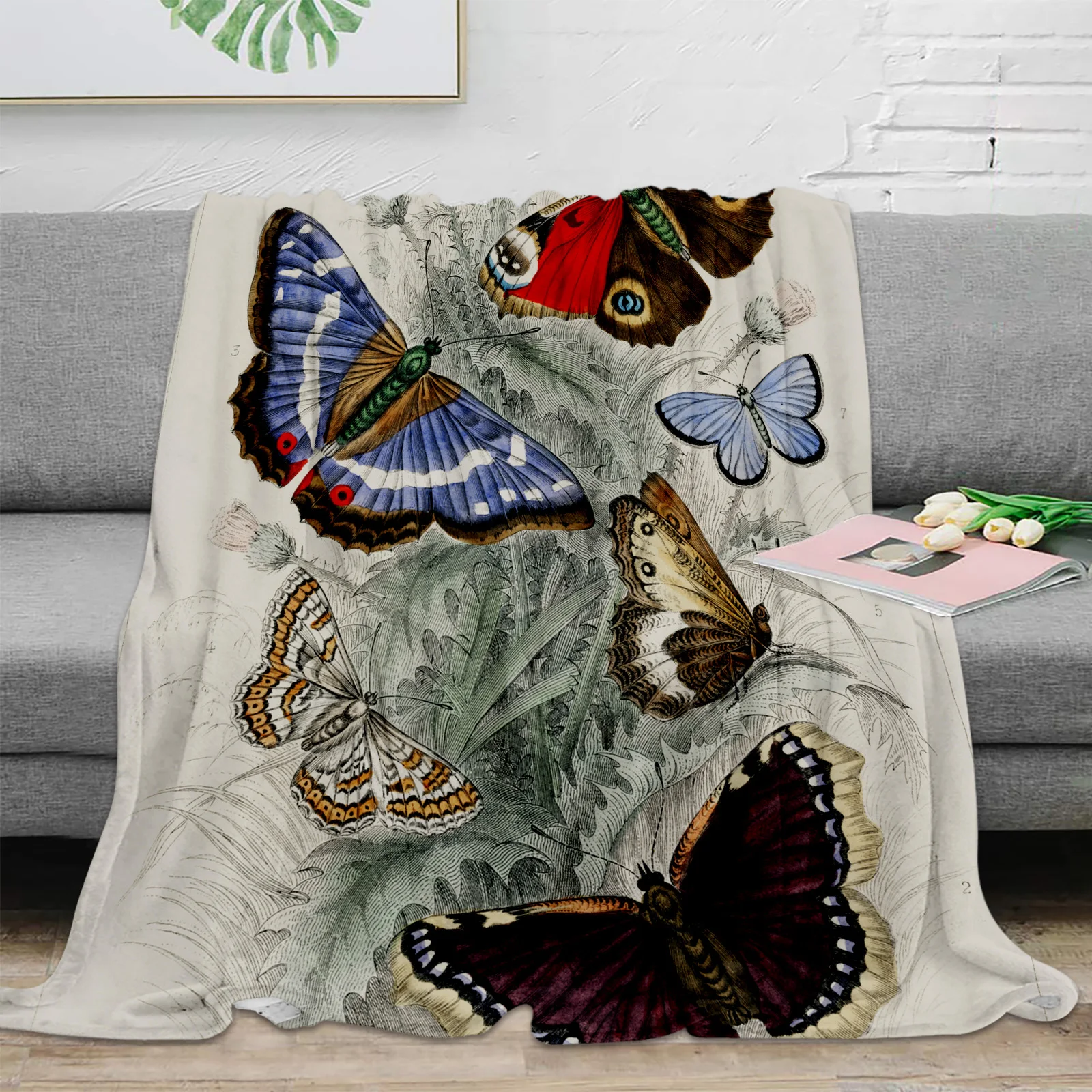 Красивое фиолетовое одеяло в виде бабочки для дивана детской кровати мягкое