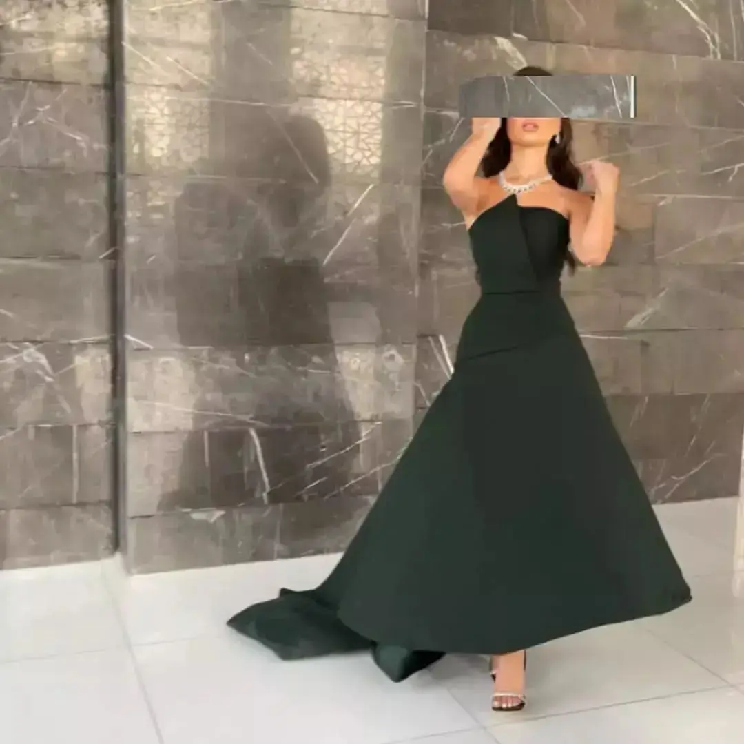 

Pale Green Strapless Backless Sleeveless Satin Prom Dress Pleated Floor Length Evening платье женское 2023