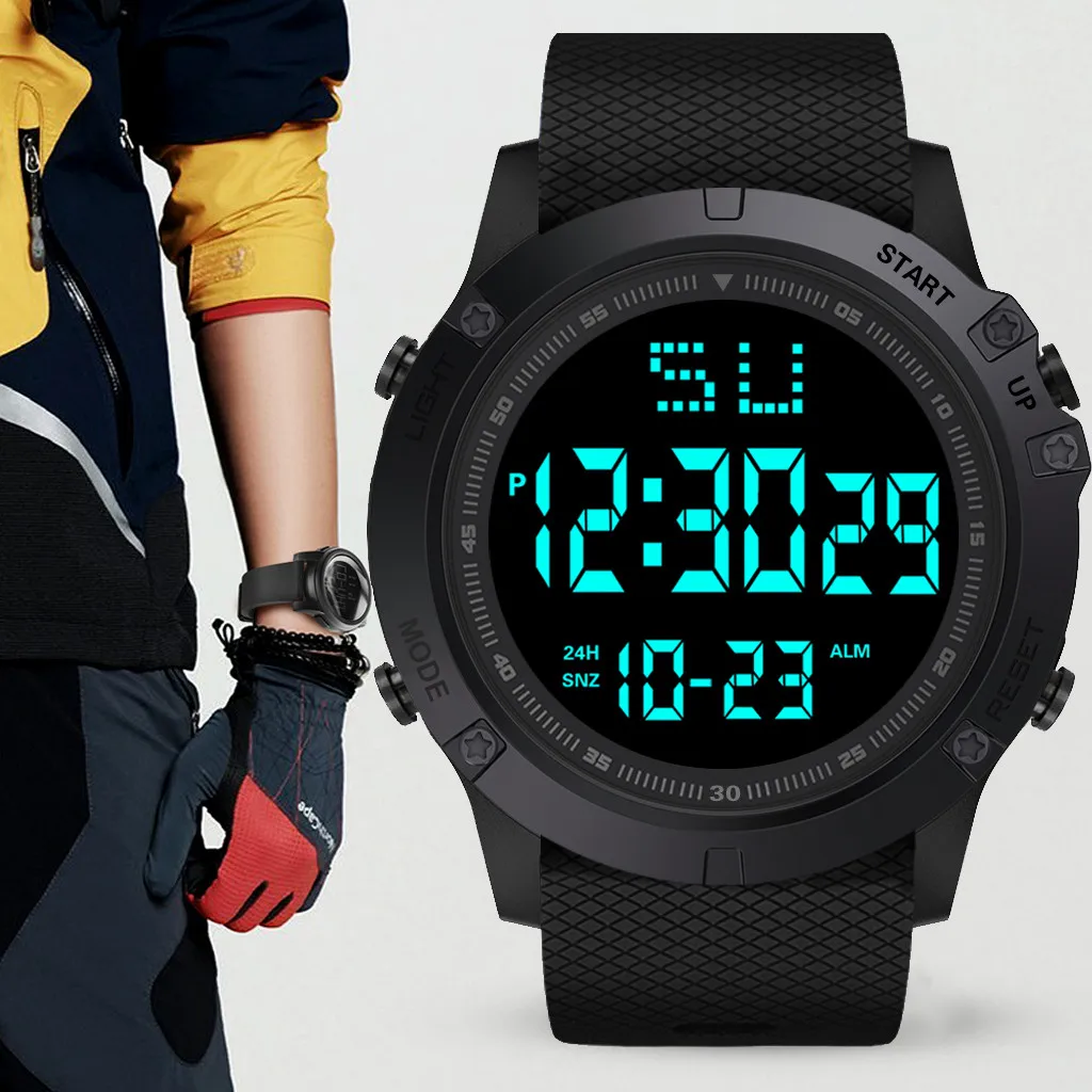 

Fashion Men LED Digital Date Military Sport Rubber Quartz Watch Alarm Waterproof Relogio Feminino reloj mujer Zegarek Damski