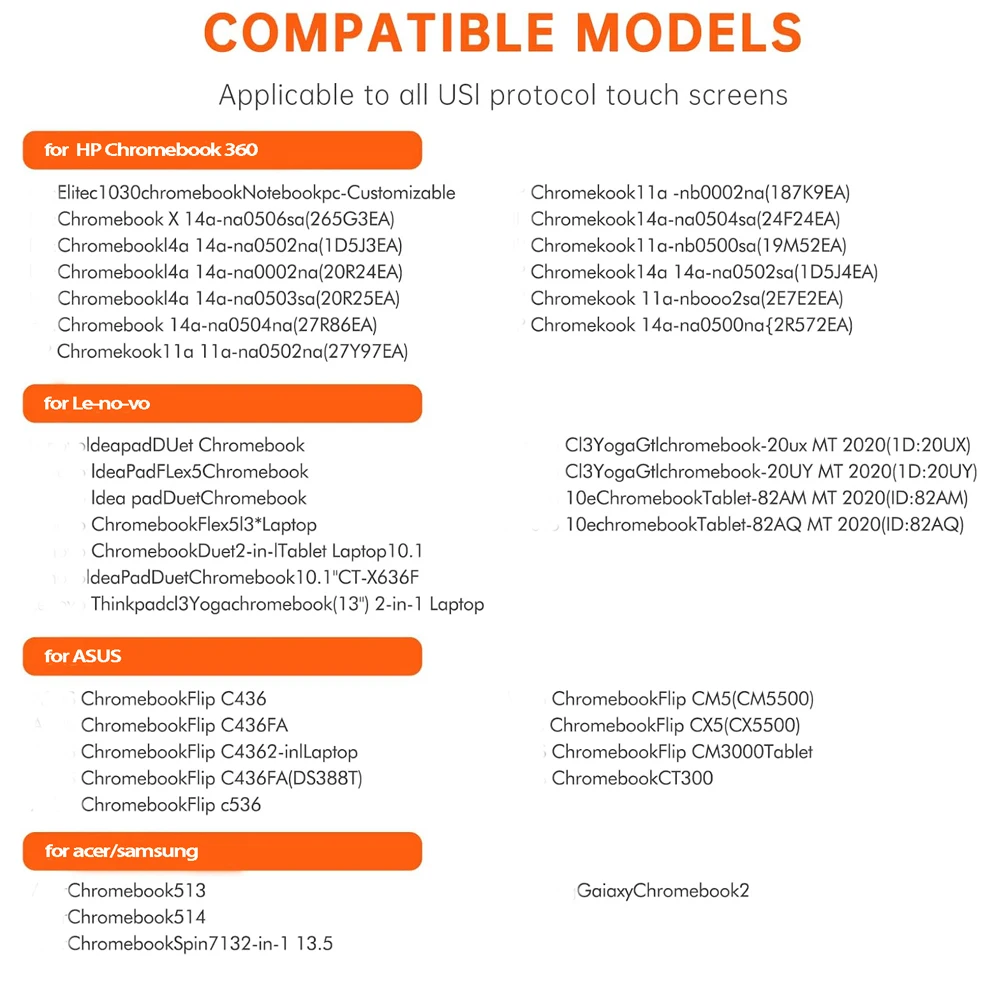 Стилус USI2.0 для модели Chromebook 4096 уровней давления/для ASUS C436/для HP X360 12b