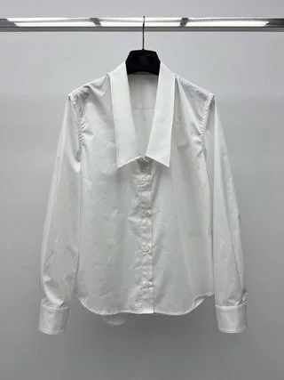 Женская одежда 2024 Однотонная рубашка с низким воротником Новинка весна-лето 0502