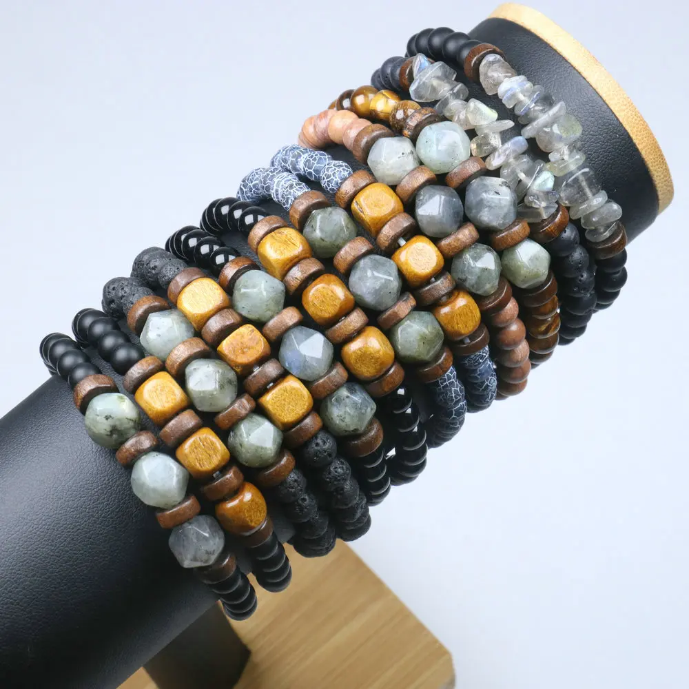 Браслет с бусинами из лунного камня для мужчин и женщин ювелирные изделия