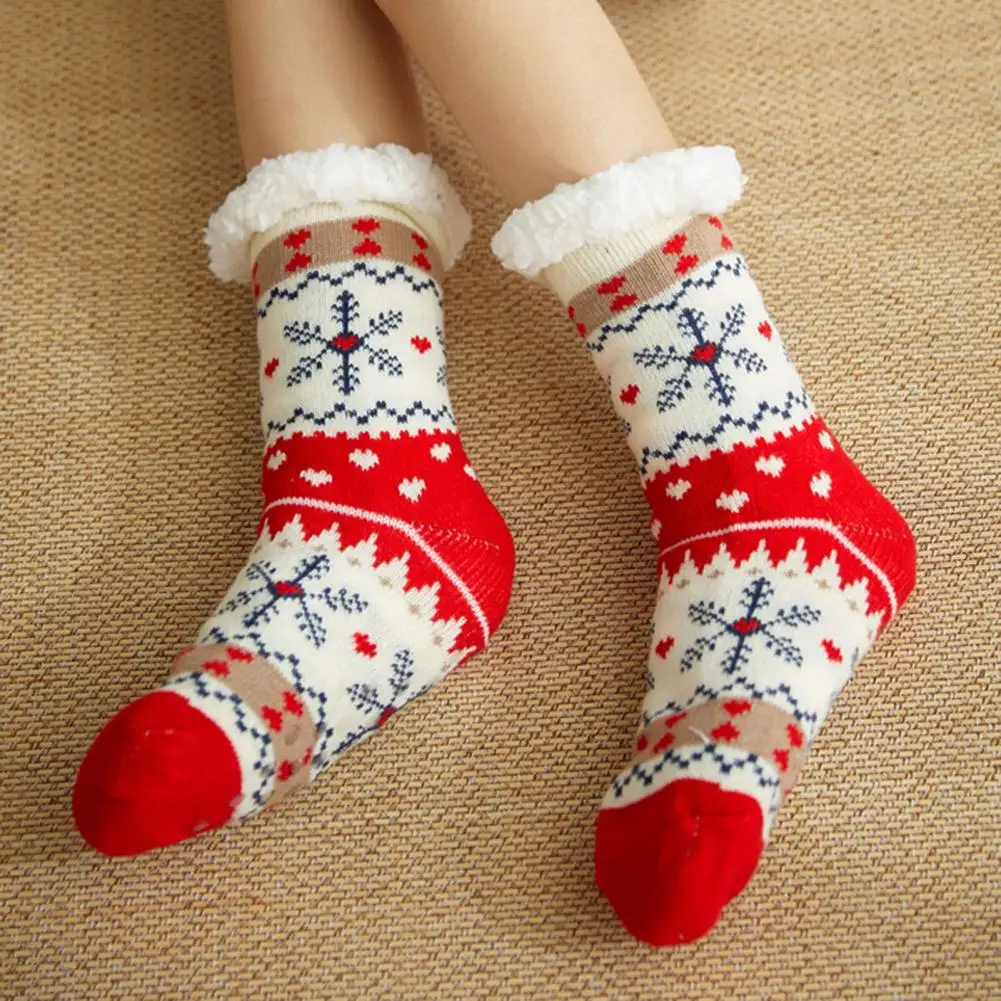 

Beautiful Indoor Socks Stretchy Cozy Cold Winter Girls Home Sleeping Socks Anti-fade Home Socks for Xmas