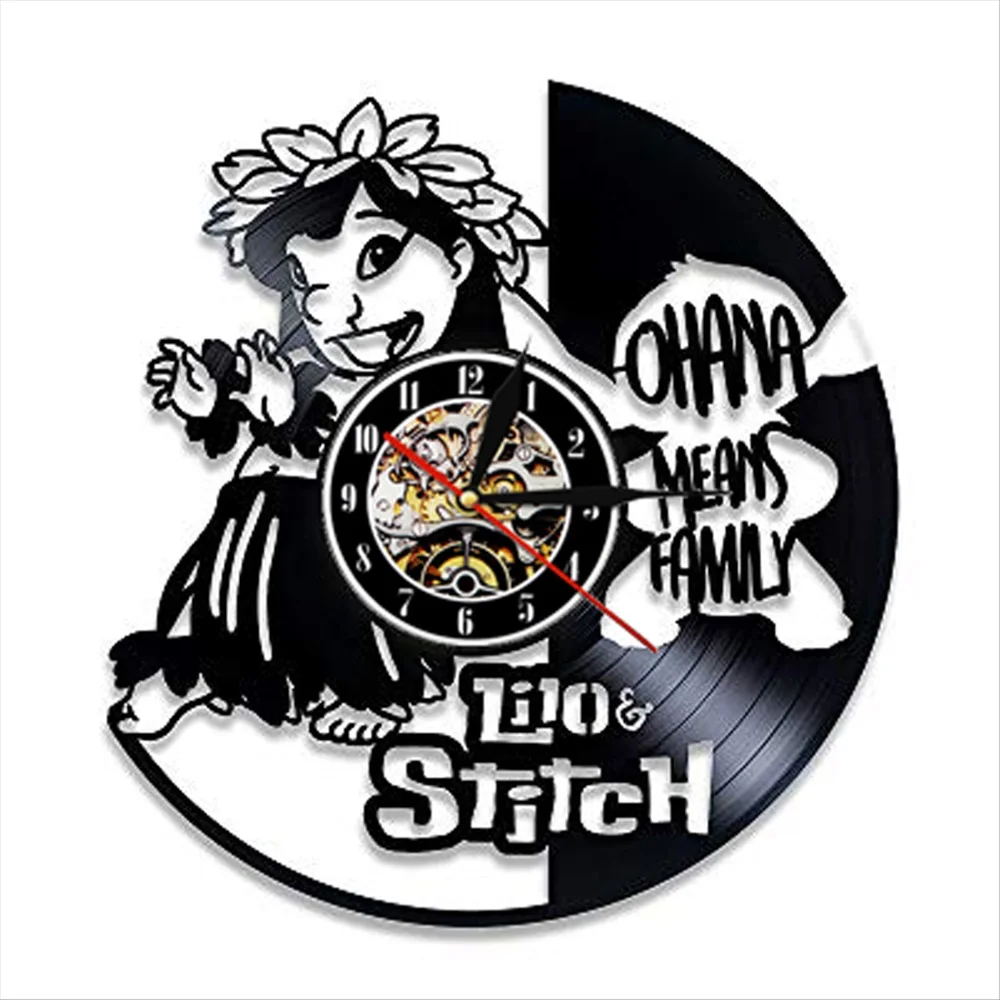 Анимированная пленка Лило и Стич виниловая пластинка настенные часы для девочек