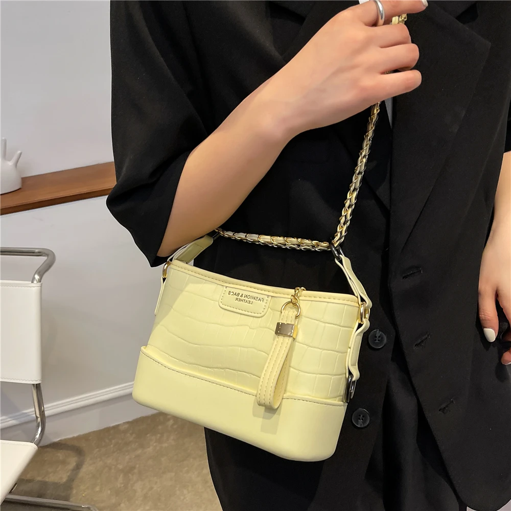 luxury crocodile pattern bucket chain small shoulder crossbody bags for women famous brand designer high quality ladies handbags free global shipping