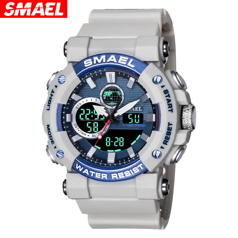 Часы SMAEL Мужские кварцевые спортивные в стиле милитари цифровые