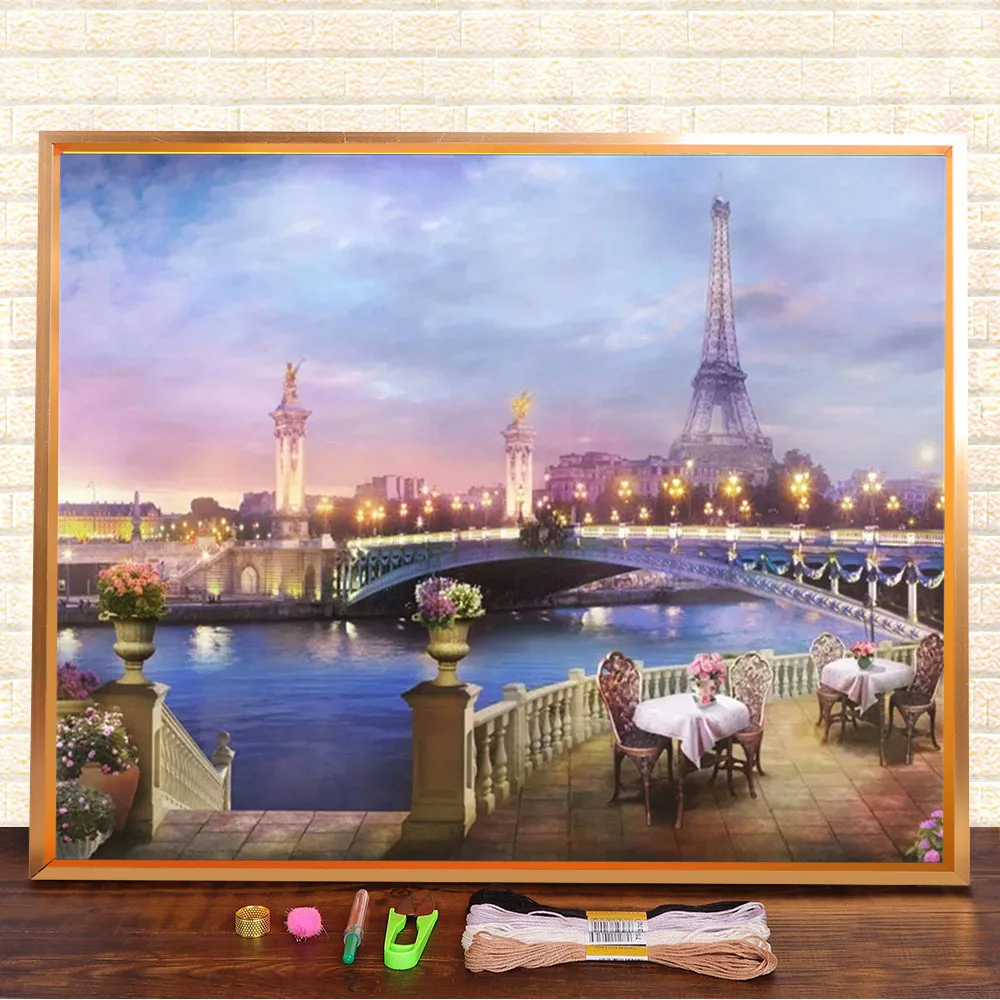 

Холст с изображением пейзажа Города Парижа 11CT вышивка крестиком DIY Вышивка узоры DMC нитки ручная работа вышивка распродажа