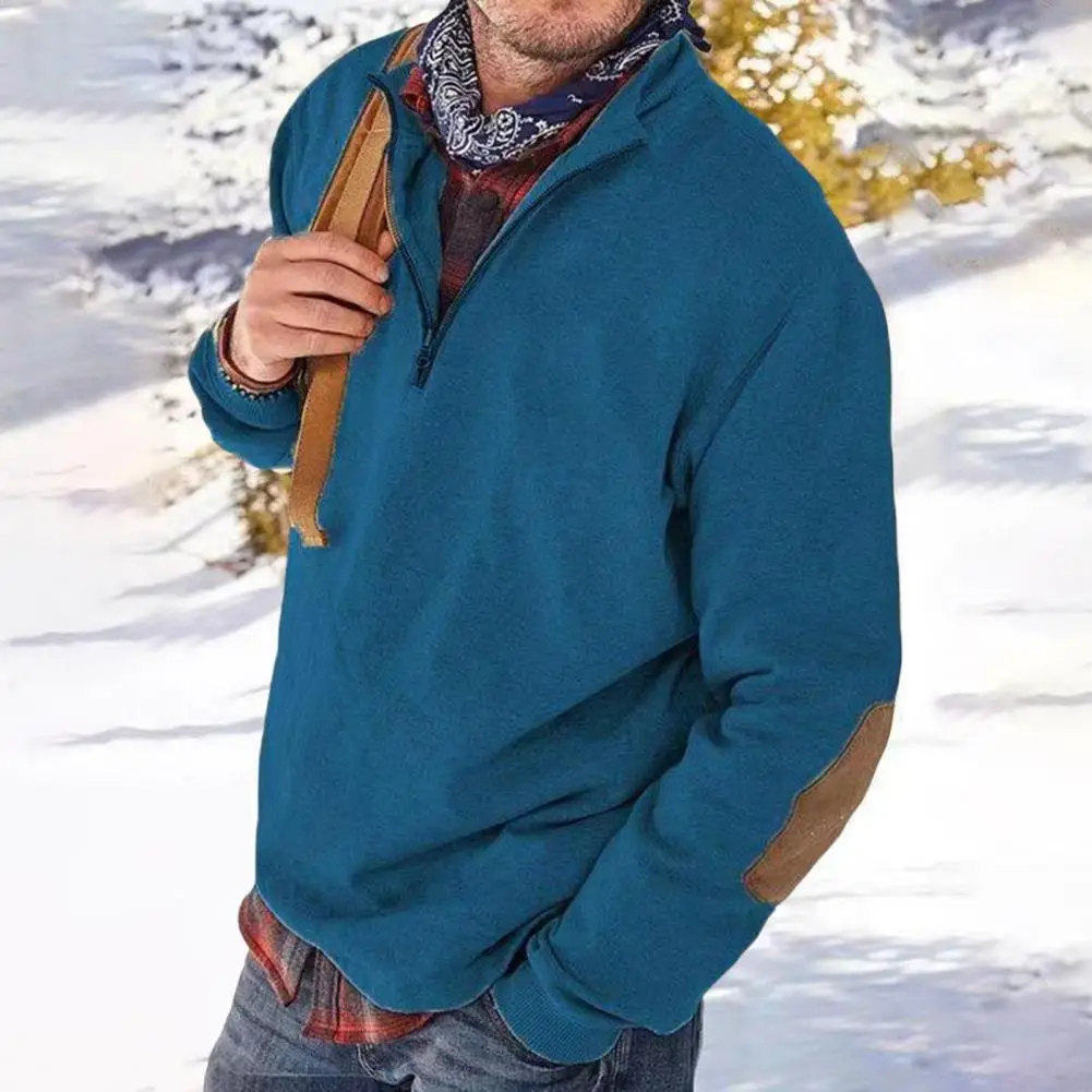 

Chic Pure Color Men Sweatshirt Men Sweatshirt Elastic Cuff Keep Warm