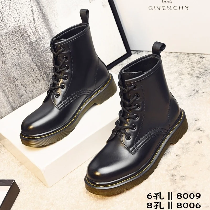 

Женские кожаные зимние ботинки, осенние ботинки на платформе для женщин, удобные ботильоны на шнуровке с круглым носком, мотоциклетные лодк...